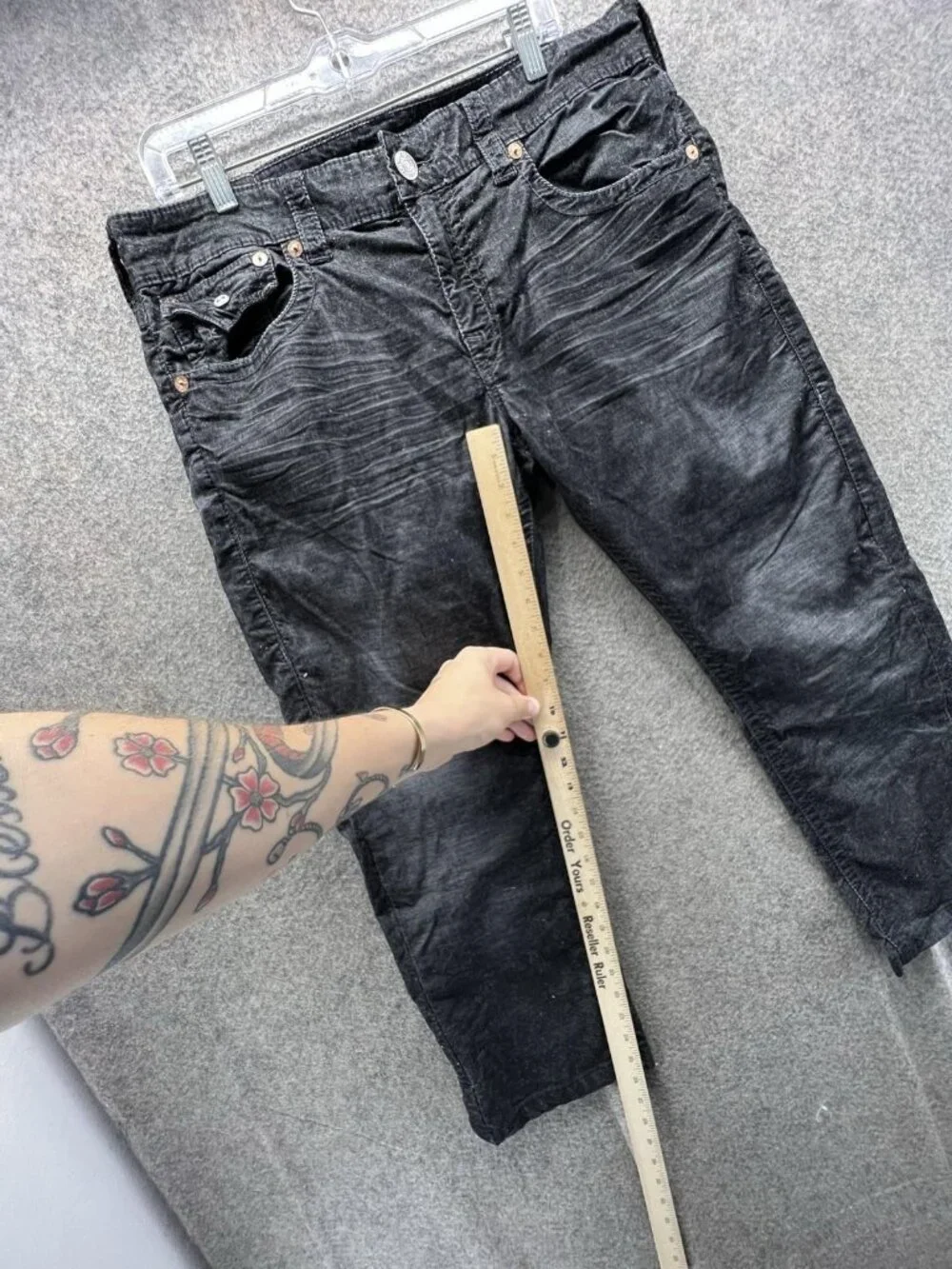 True Religion Ricky Jeans Men 34 Black Relaxed Straight Distressed Denim Vintage